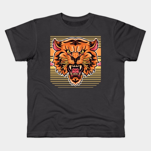 Vintage Tiger Roar Kids T-Shirt by machmigo